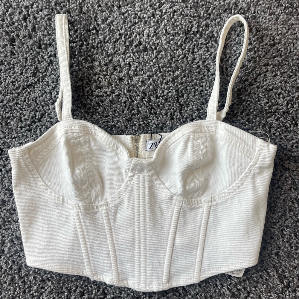 NWT White Zara Corset Top Size S